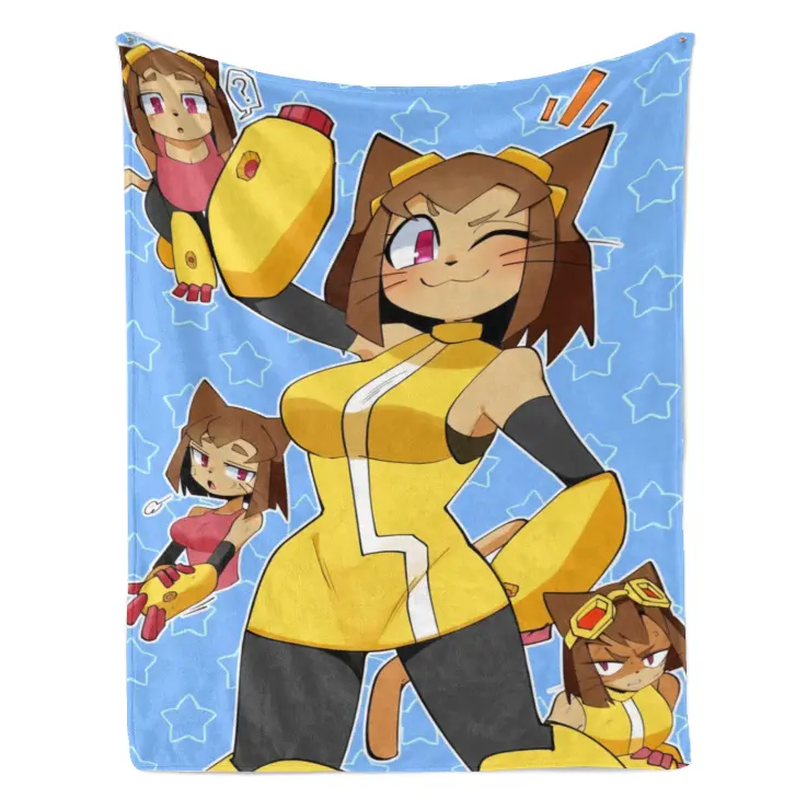 Gameoverse Kit Digital Printed Flannel Throw Blanket, Cute Cartoon Kit Character Cozy Blanket for Sofa Bed, Gamer & Fan Gift, All-Season Gaming Room Decor, Christmas Birthday Present