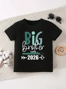 "Big Brother Loading 2026" Toddler T-Shirt - Sibling Announcement Graphic Tee for Boys - Pregnancy Reveal Kids Short Sleeve Top