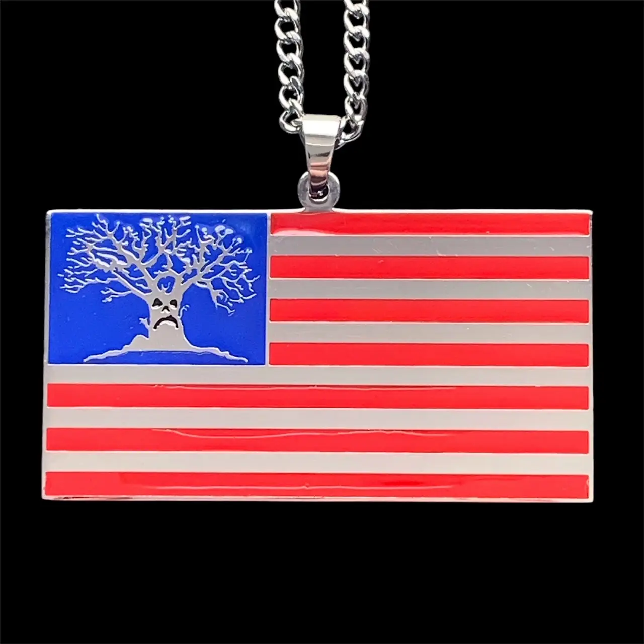 Haunted Mound Harold Flag Necklace Stainless Steel Multi-Color Enamel Pendant Mirror Polished with Choice of Chain Free Gift Included