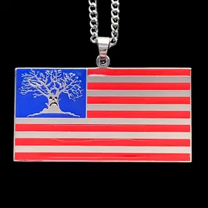 Haunted Mound Harold Flag Necklace Stainless Steel Multi-Color Enamel Pendant Mirror Polished with Choice of Chain Free Gift Included