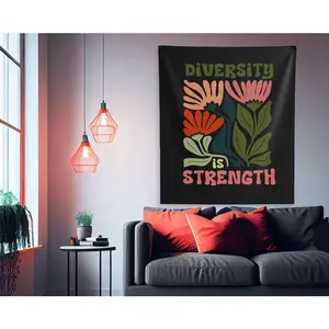 Diversity Is Strength Smooth Print Decorative Hanging Lightweight Tapestry, Social Justice Wall Art, Equality Activism Banner, DEI Inclusion Civil Rights Empowerment Decor