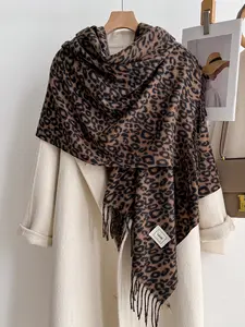 Women's Fall Winter Leopard Print Scarf, Elegant Fashion Shawl, Perfect Gift Choice, Rich Colors, High-Quality Fabric, Boho Style Scarf