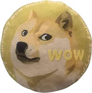 Dogecoin Pillows - Round Stuffed Plush Crypto Pillow by BlockCraft.Shop Doge Plush Pillow
