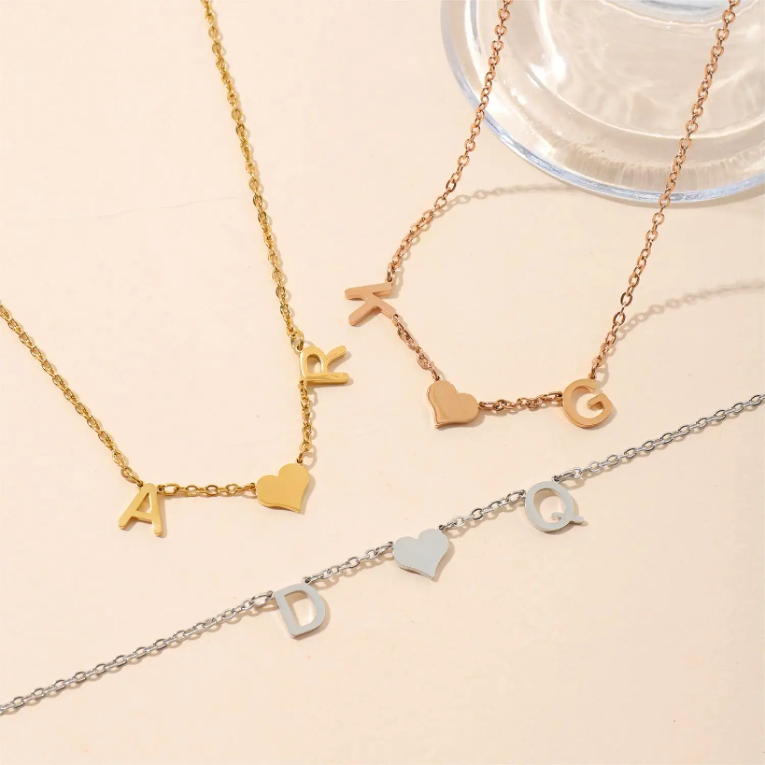 AS2202 Customized tandem love letter necklace stainless steel English letter necklace couple gift