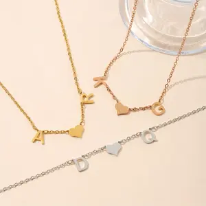 AS2202 Customized tandem love letter necklace stainless steel English letter necklace couple gift