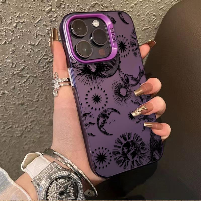 Vintage Celestial Print Phone Case  Modern Mystical Design Durable Hard Acrylic Back Case With An Anti-Yellowing Coating, Made From High-Quality Designed For Reliable Drop Protection For Your Phone For iPhone 17.16.15.14.13.12.11.X.XS.XSMAX.XR.8.7