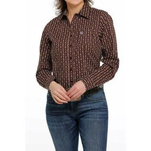 WOMEN'S CINCH BUTTON-DOWN WESTERN SHIRT - PURPLE / GOLD
