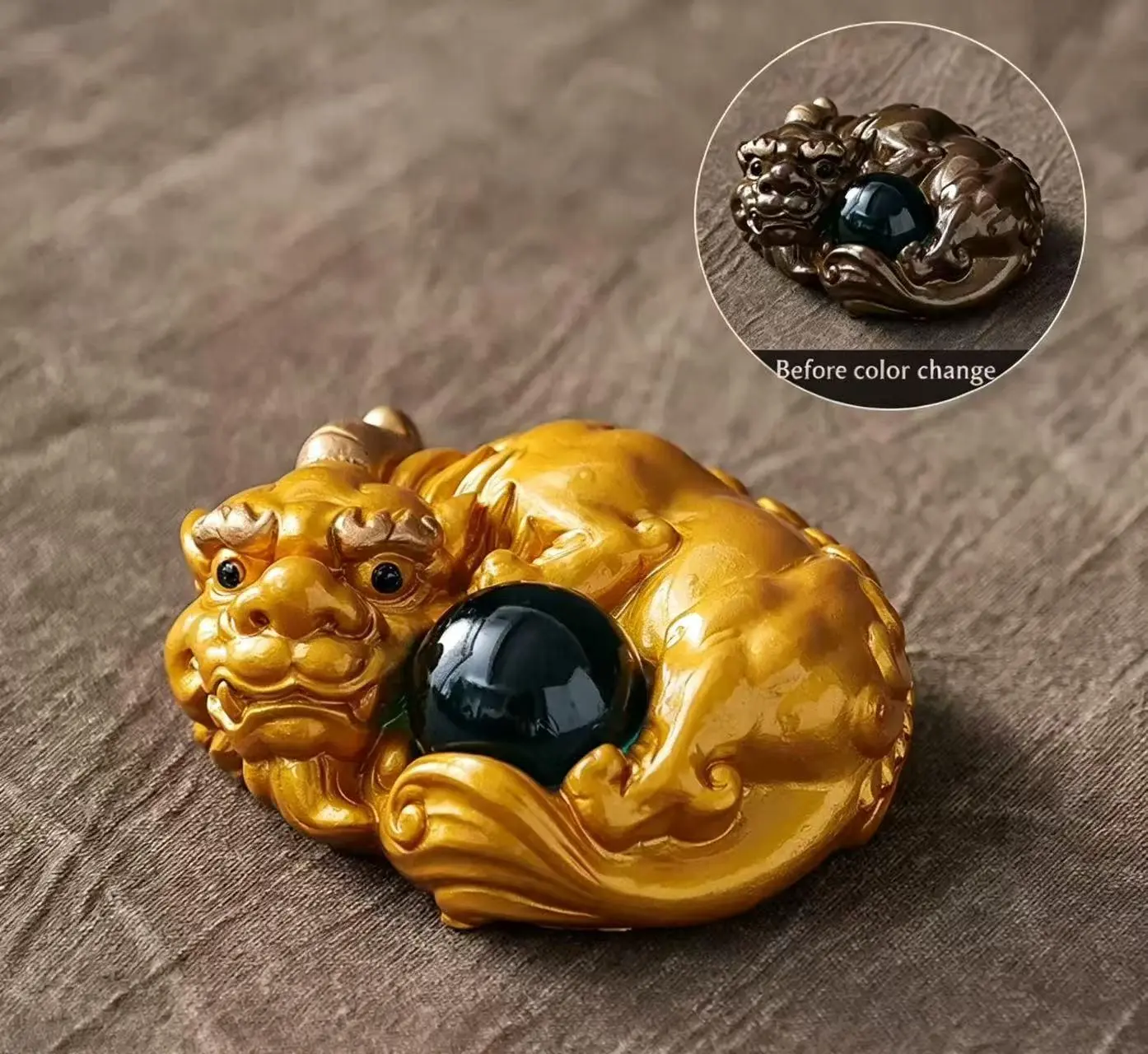 Rui Shou Golden Pixiu – Wealth-Attracting Bead Color‑Changing Tea Pet