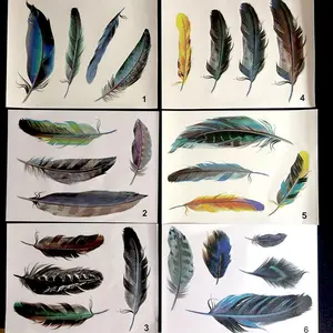 6 Pcs 3D Feather Stickers Plumage Decals Decorations  Car Door Handle Hub Bumper Rearview Mirror Scratches