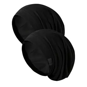 2 Women's Sleep Caps, Adjustable Satin Lined Nightcap with Hair Scrunchie, Suitable for Sleeping