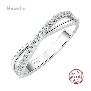 Newshe 925 Sterling Silver Infinity Stacking Wedding Ring for Women, Brilliant Cubic Zirconia Fine Jewelry Gift
