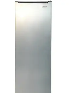 6.5 Cu. Ft. Upright Freezer Platinum Silver EFRF698 Adjustable Thermostat 6 Wire Shelves Easy Maintenance VCM Stainless Steel Finish