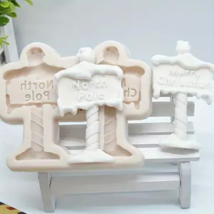 Christmas Signs Chocolate Mold, 3D Silicone Mold, Merry Christmas Candy Mold, Fondant Mold, for DIY Cake Decorating Tool, Baking Tools