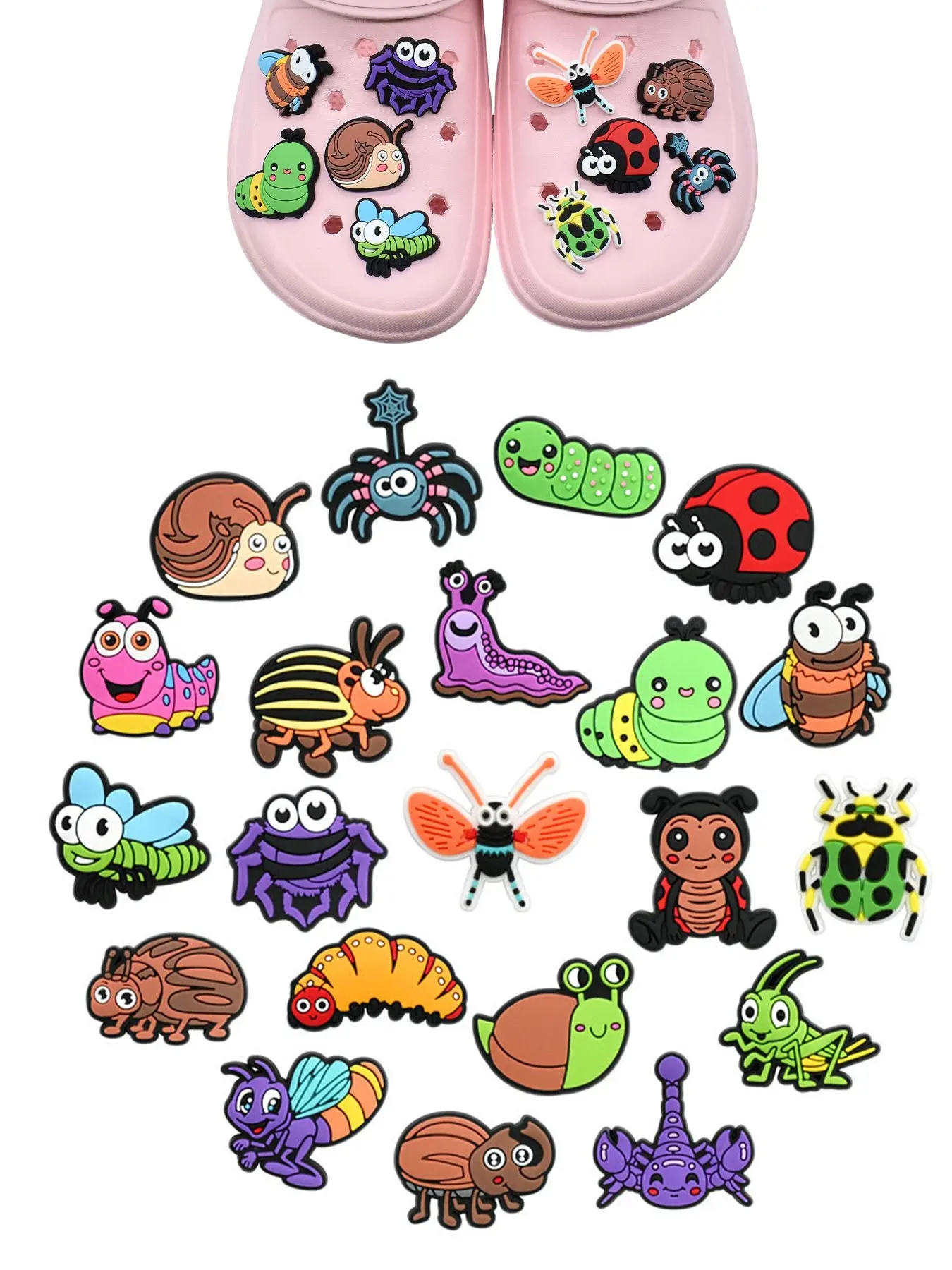 10/11/21 Piece Set PVC Cartoon Insect Diary DIY Shoe Charms, Decorative Shoes Classic Sandals, Caterpillar, Cockroach, Snail, Beetle, Mosquito