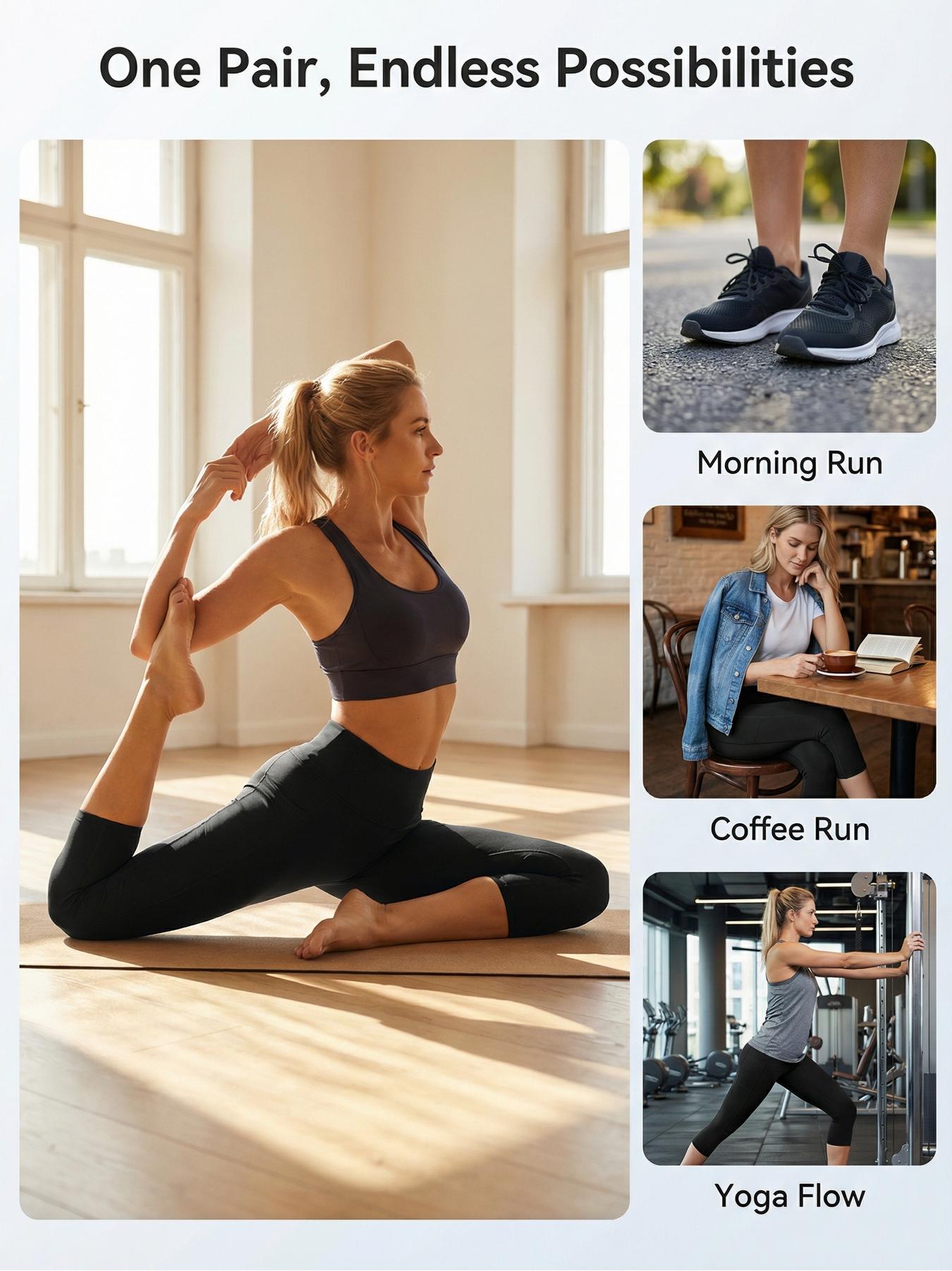 4-Pack High-Waisted Pocket Capri Pants Tummy Control Sheer-Resistant 7/8 Yoga Pants for Women Workouts Outdoor Activities Spring Fall Collection