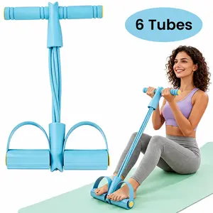 6-Tube Pedal Resistance Band, Portable Elastic Pull Rope for Home Gym, Sit-Ups, Yoga, and Abdominal Training