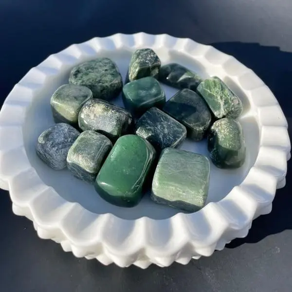 Nephrite Jade Crystal Tumbles, Healing Gemstone, Spiritual Decor