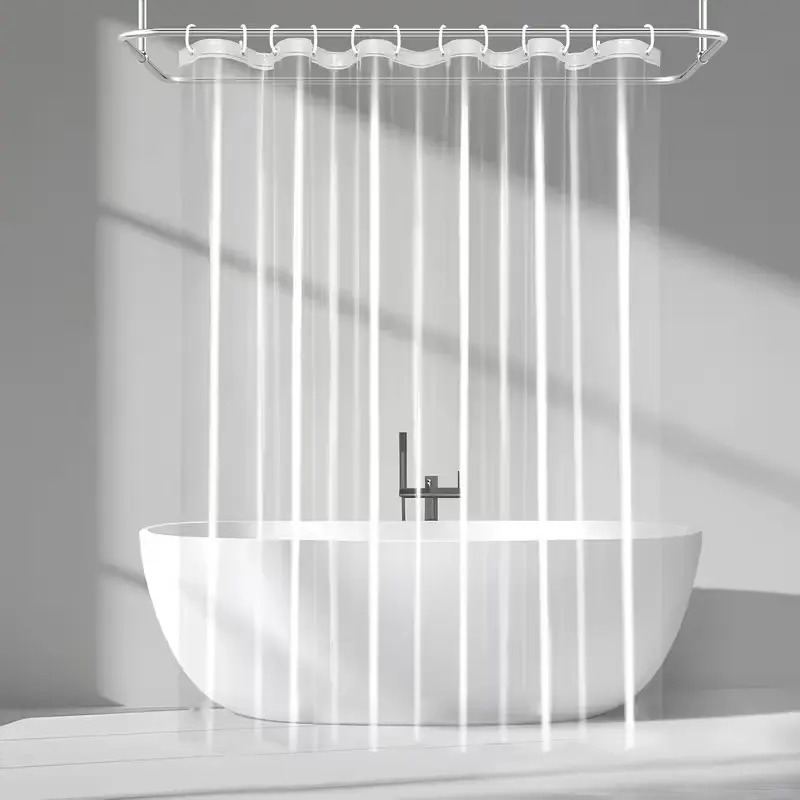 Bathroom Shower Curtain Waterproof Plastic Shower Curtain Premium PEVA With Rust Proof Grommets Clear 8G Bathroom Accessories 72x72.
