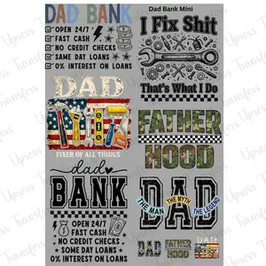 Dad Bank Mini DTF Transfer Gang Sheet 24.5" Wide x 36" Long Direct To Film Trendy Vibrant Designs for Stylish Wardrobe