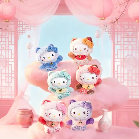 Hello Kitty Meow Blessing Mini Series Authentic Cartoon Kitty Vinyl & Plush Blind Box - Pocketsize Collectible, Soft Plush, Bag-Keychain Pendant, Bag Charm, Backpack Accessory, Holiday-Ready Gift with Cute Surprise, Pendant Decor, Comfy Carry Item