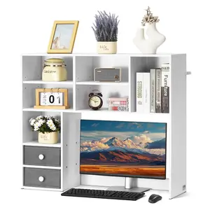 VEVOR Desktop Bookshelf White Desktop Storage Organizer 3-Tier for Office & Home