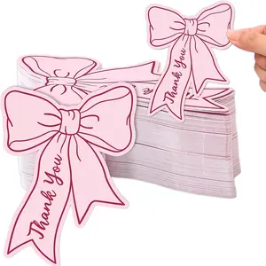100pcs Bow Mini Thank You Cards with Blank Message Notes, Suitable for Business, Anniversaries, Parties, Baptisms, Graduations, Holidays, Birthdays, Teacher's Day, and Other Occasions to Express Gratitude to Guests, Friends, and Family