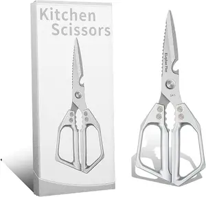 Multi-Function Kitchen Scissors Heavy Duty Kitchen Shears,Cutting Food Tools Cooking Shears for Chicken,Meat,Fish,Poultry(Sliver)