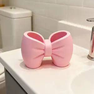 Bow Toothbrush Holder, Plastic Material, Soft Matte, Ideal Bedroom Bathroom Decor, Fresh Sweet, Practical and Beautiful