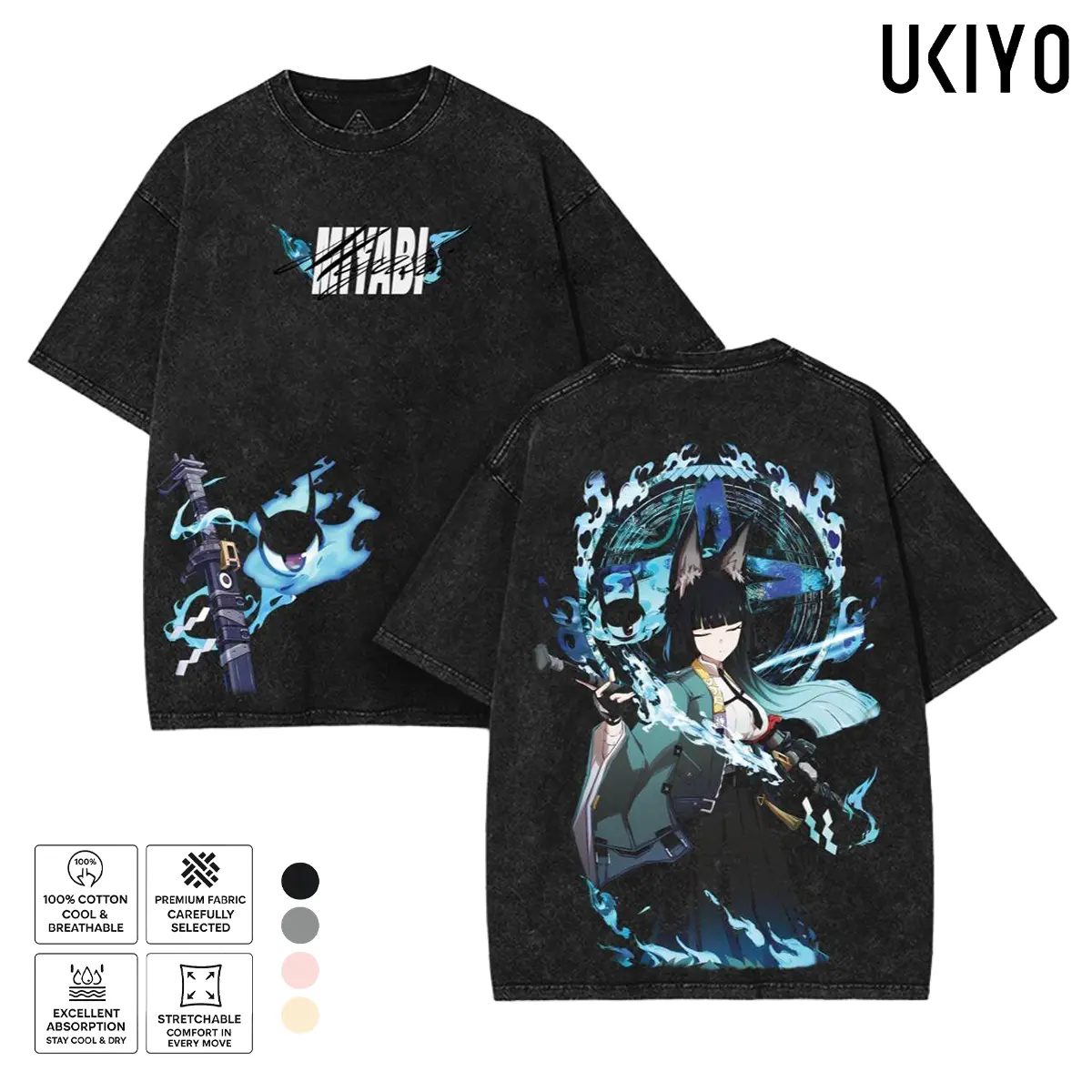 Zenless Zone Zero Miyabi T-Shirt ZZZ Hoshimi Miyabi Graphic Heavyweight Cotton Vintage Washed Oversized Mineral Wash Anime Gamer Streetwear Gift