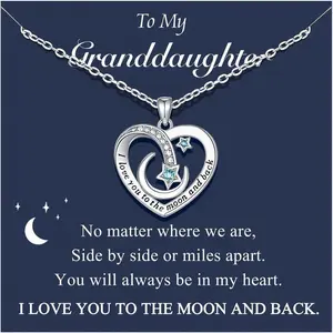 To My Granddaughter/Daughter/Niece Gifts Necklace, Valentines Christmas Birthday Gifts, I Love You to The Moon and