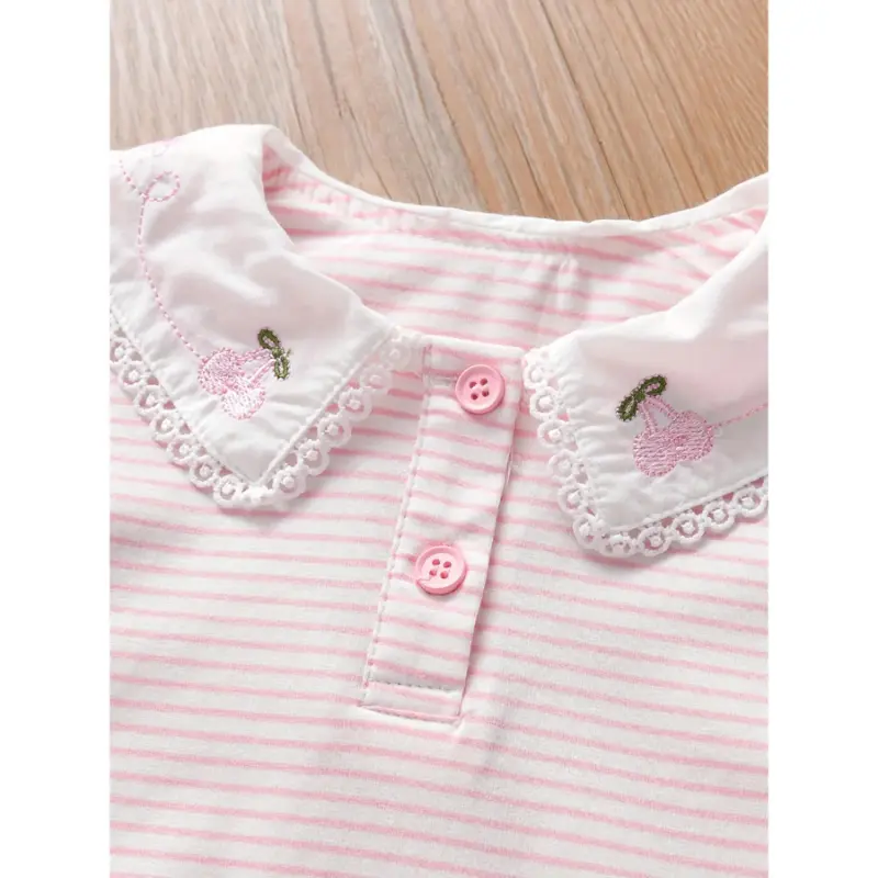 Girls' Summer Short-Sleeve Striped Loose-Fit Fashionable T-Shirt for 7-8y, 9-10y Kids
