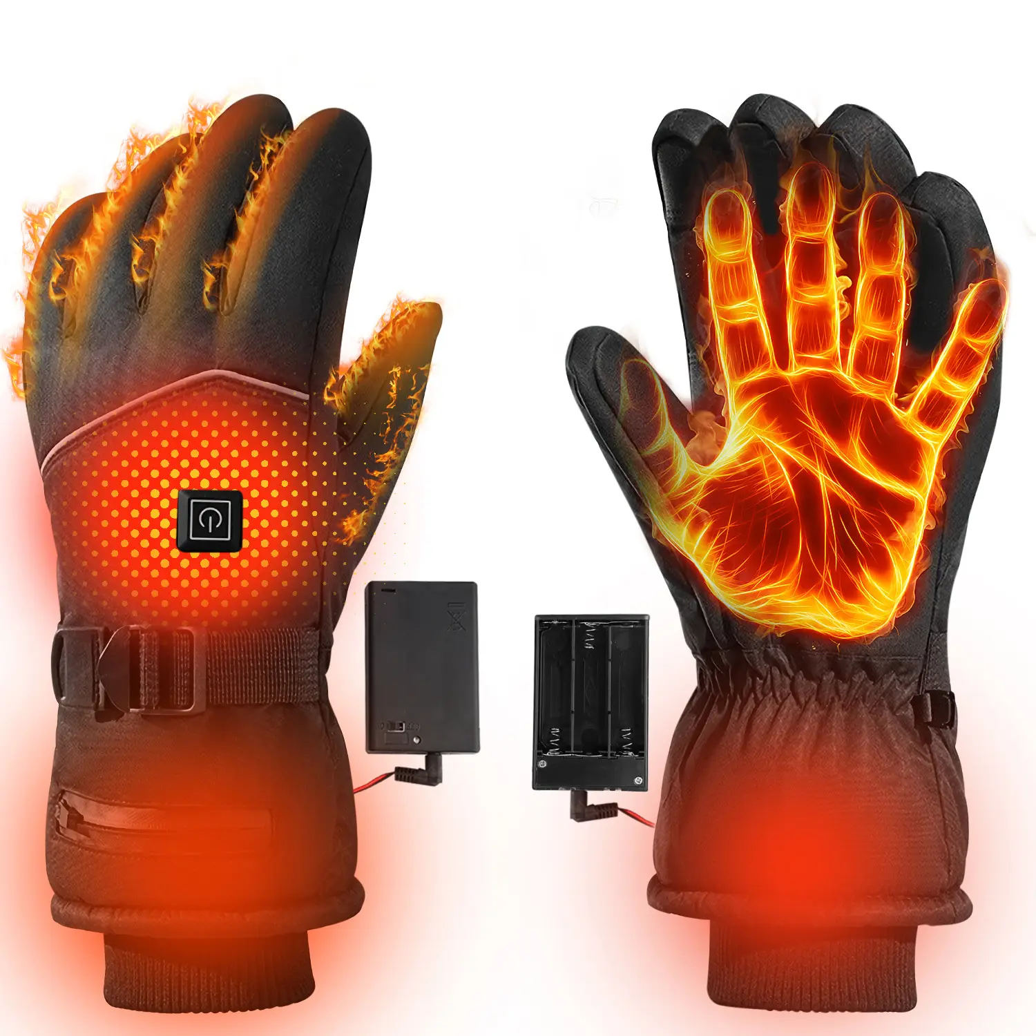 Heated Gloves,Battery Box Hand Warm Windproof Thermal Winter  for Cycling Motorcycle Driving Skiing  Outdoor Winter Sport (No Battery)