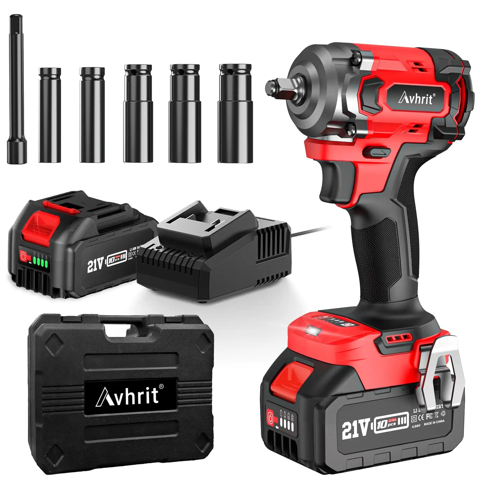Avhrit 450N·m(332ft-lb) High-End Cordless Brushless Electric Universal Impact Wrench gun / 1×4.0Ah Battery, Outdoor,Pistola De Impacto for Home DIY Ca