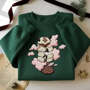 Appa Embroidered Sweatshirt, Avatar Flying Bison Crewneck, Anime Gift