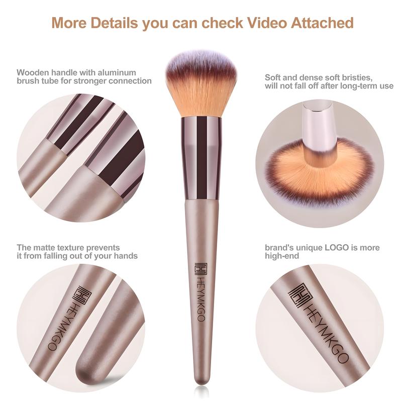 HEYMKGO 15PCS Champagne Gold Makeup Brush Set - Pro Foundation/Blending/Eye Brushes | Blush & Concealer Tools with Bag | TikTok Viral Must-Have Two-in-One Portable Shade and Blend Makeup Brush Multifunctional vintage makeup brush Natural Look all-day meta