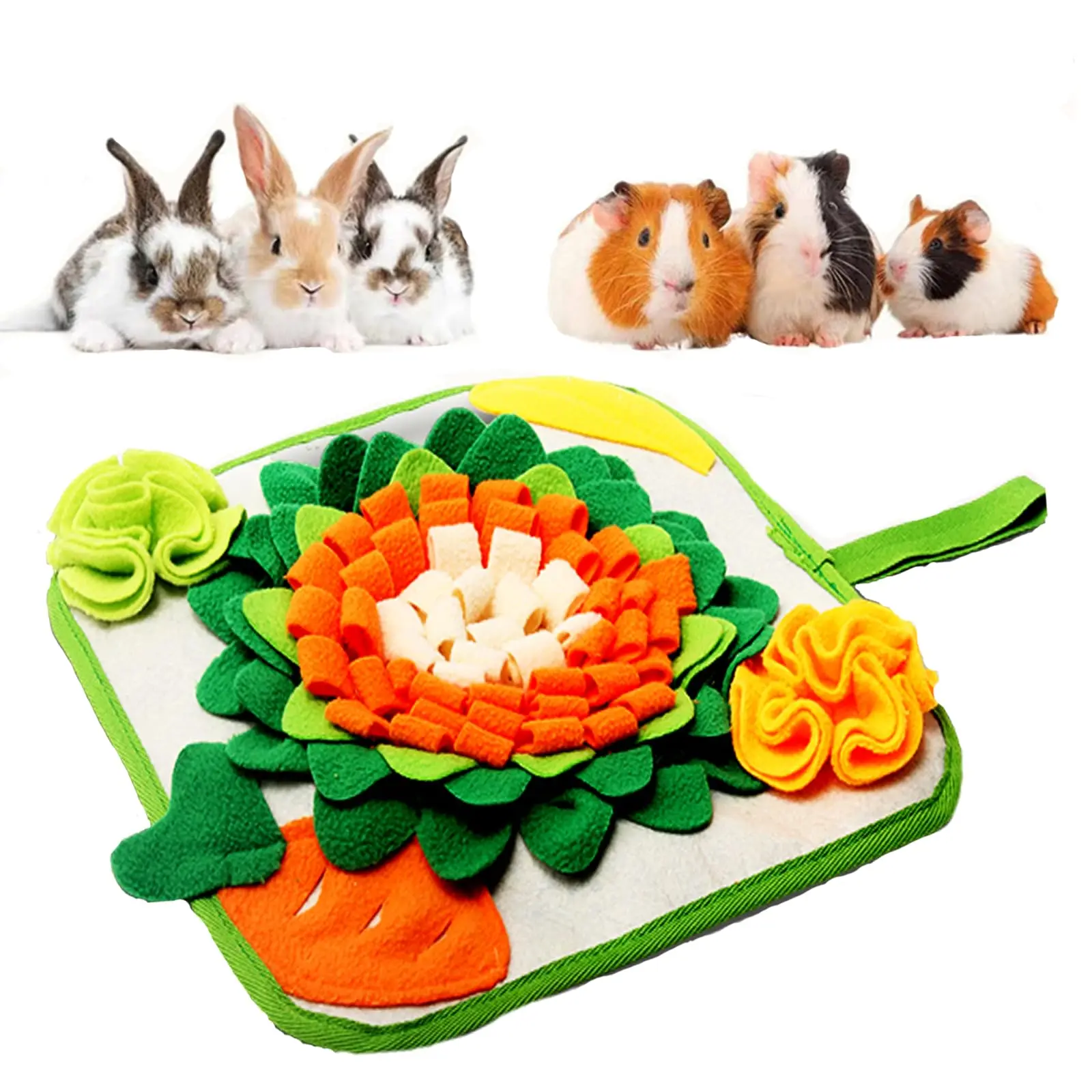 Rabbit Snuffle Mat — 11.8" × 11.8" Interactive Foraging & Treat Dispensing Feeding Mat for Rabbits, Guinea Pigs, Ferrets & Chinchillas