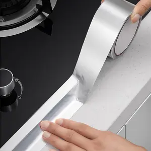 1 piece of aluminum foil tape, furnace gap sealing tape, kitchen sealant tape, self-adhesive tape, countertop sealing tape, high temperature resistant aluminum foil tape, waterproof, oil proof, mold proof tape