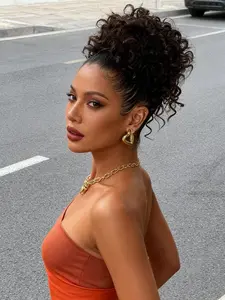 Synthetic Messy Bun Short Curly Ponytail Extension Elastic Drawstring Loose Hair Bun Hair Pieces for Women Synthetic Fiber Hair Bun Extension