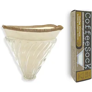 CoffeeSock Reusable Filters Made To Fit Hario v60-02 Style - Certified Organic Cotton Reusable Coffee Filters(V60-02)