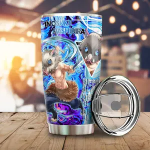 [SALE UP TO 39%] Inosuke Hashibira Demon Slayer Tumbler, Anime Stainless Steel Cup for Car Drink Holder, Kimetsu no Yaiba Travel Mug, Stylish Otaku Gift, Double Wall Hot Cold Insulated Drinkware for Collectors & Fans