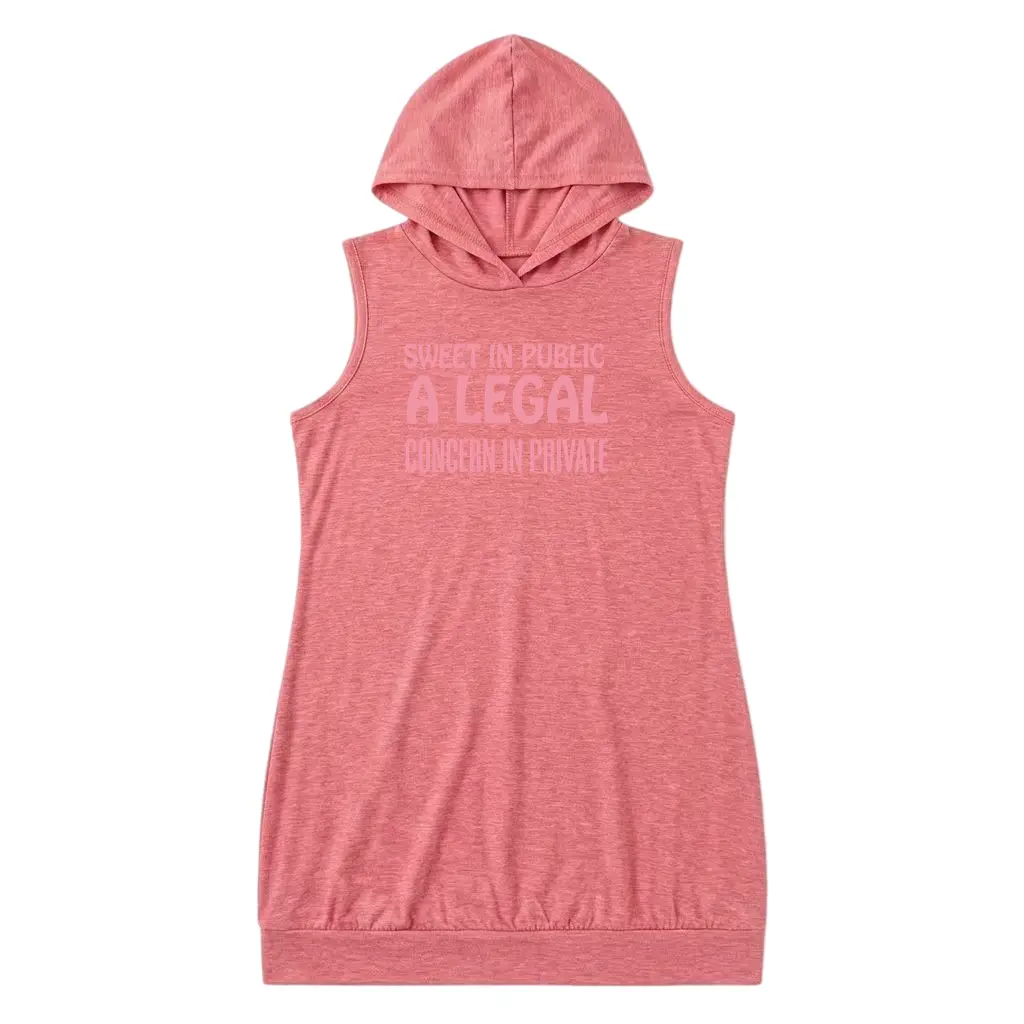 Playful Hooded Tank Dress Featuring Bold Contrast and Funny Printed Quotes for Humor Enthusiasts Casual Sleeveless