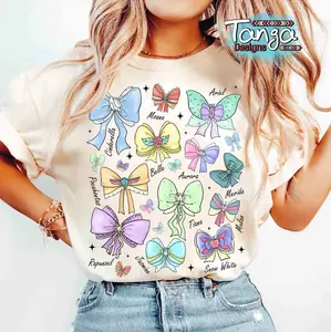 #Coquette Bows Watercolor Princess Shirt, Aurora Ariel Belle Cinderella Tiana Shirt