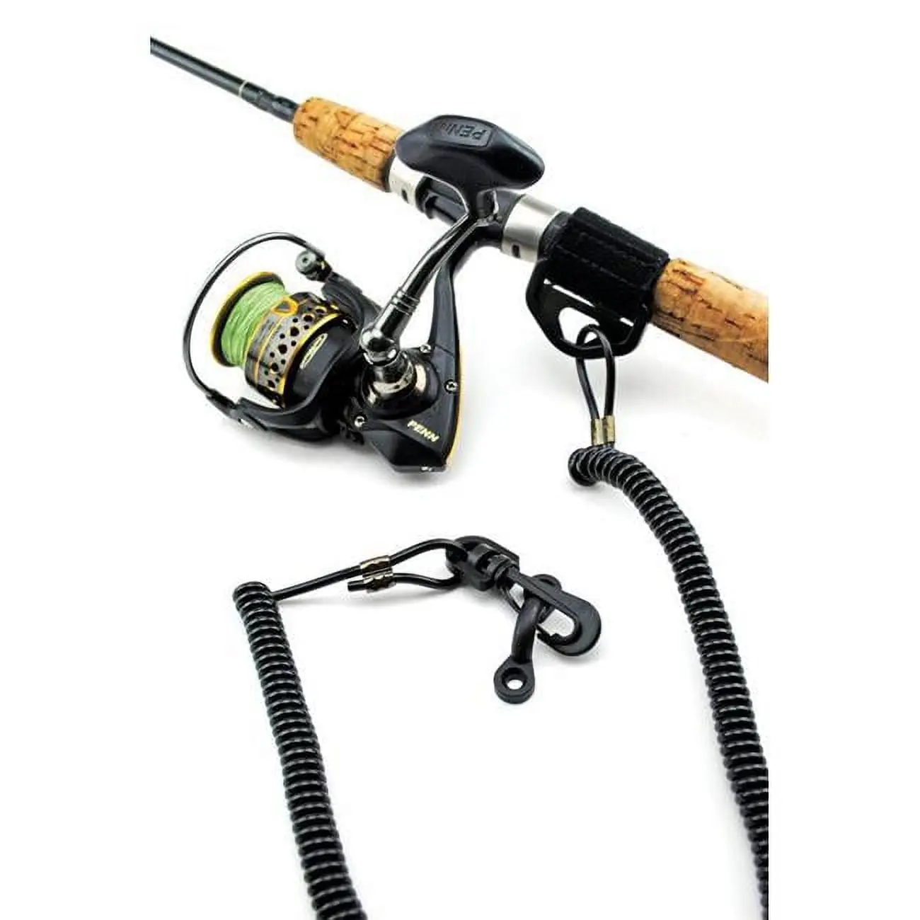 YakGear Rubber Fishing Rod Leash - Black, Compatible with Rods, 0.18 lbs, Easy to Connect, Instructions Included, Nylon Swivel Hook, Ultra Tight Hook And Loop Strap, Convenient, Water Sports, Tight Grip, Hook Loop Strap