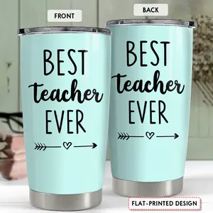 Best Teacher Ever 20oz Tumbler with Lid and Straw Stainless Steel Insulated Coffee Mug Teacher Appreciation Gift for Graduation Birthday Christmas or Back to School Unique Travel Cup