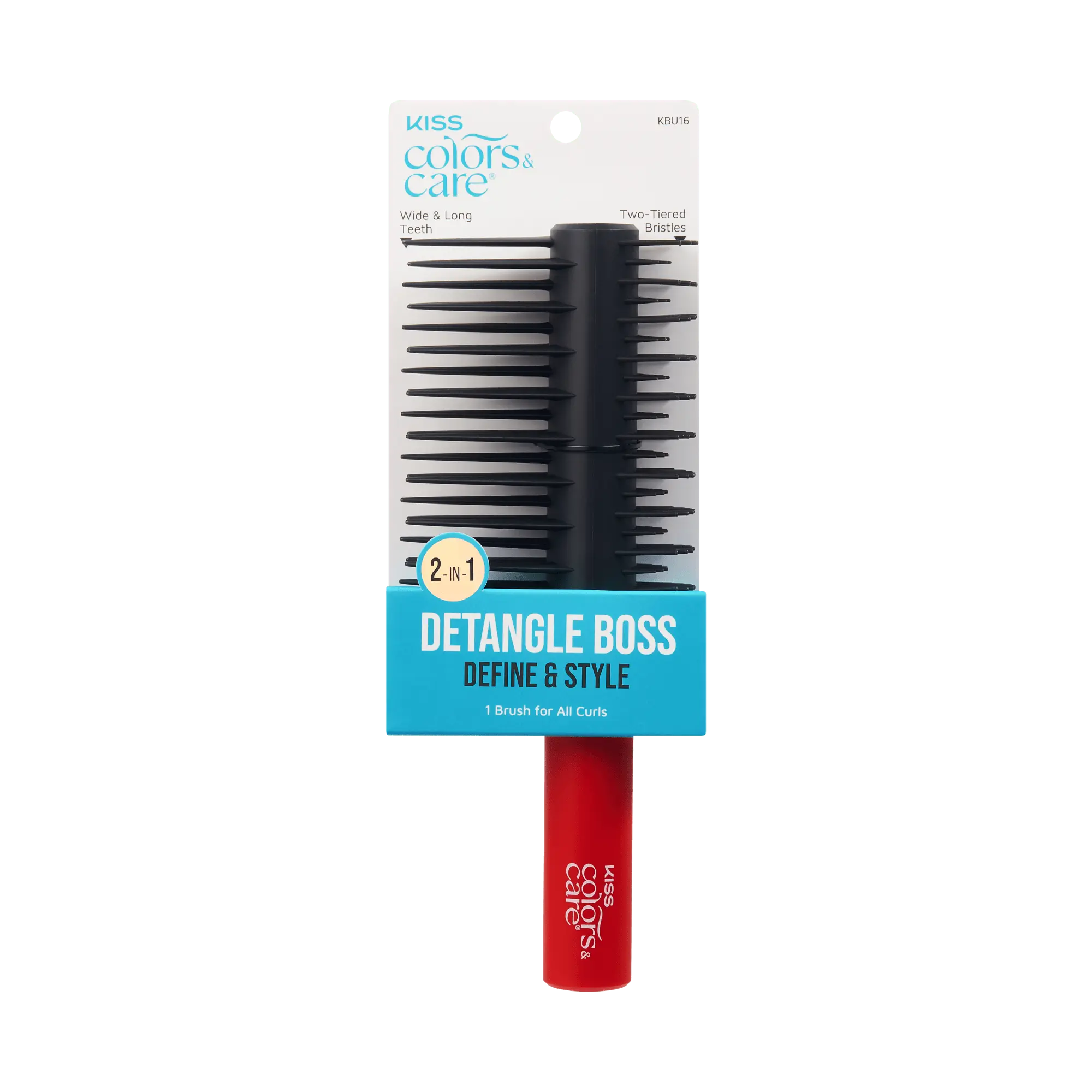 Kiss Colors & Care Detangle Boss Glide & Define 2-in-1 Brush | Detangling Brush, Curl Brush