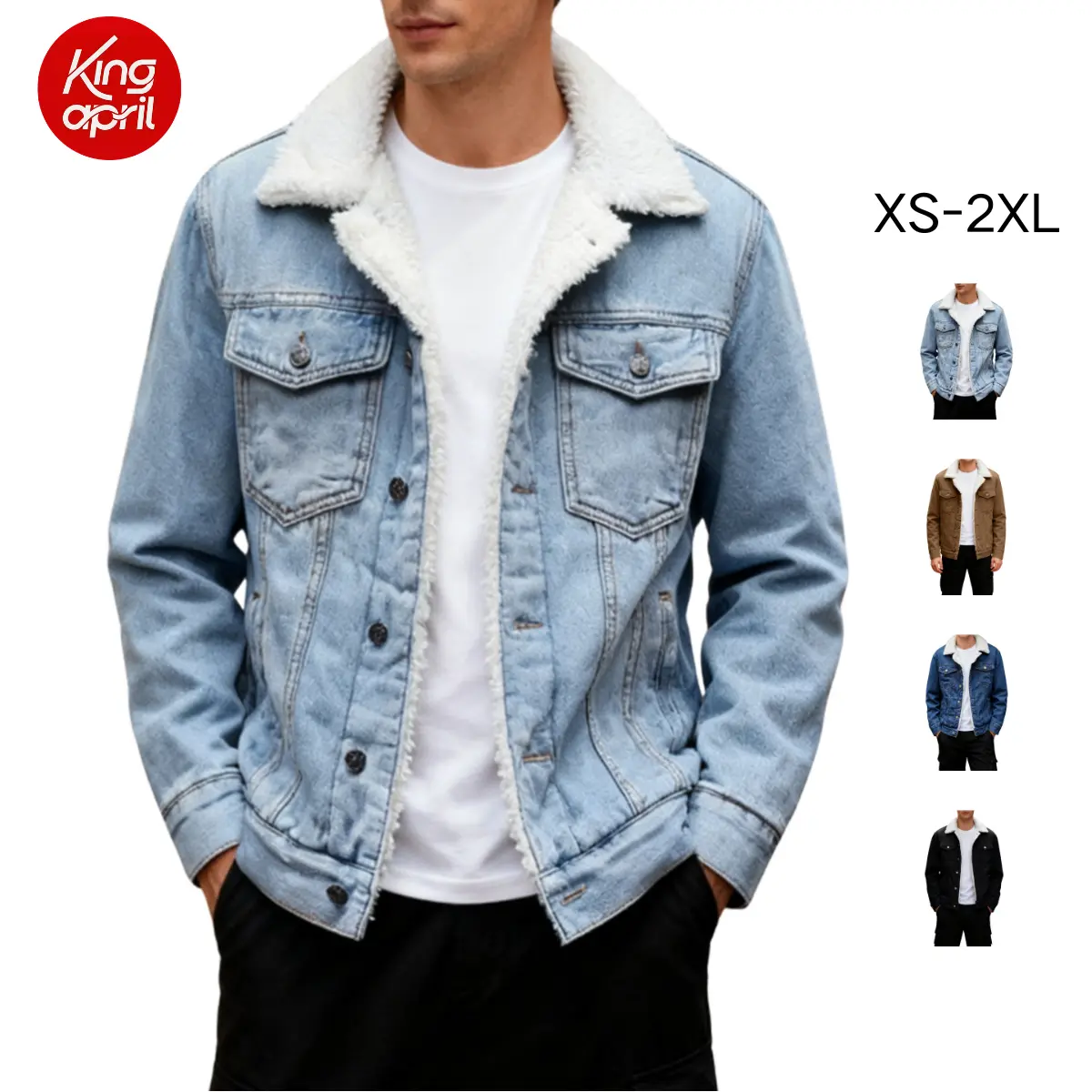 Kingapril Men's Sherpa Fleece Lined Denim Jacket Warm Winter Trucker Jacket Cowboy Jean Jacket Casual Soft Kingapril Men's Sherpa Fleece Lined Denim Jacket Warm Winter Trucker Jacket Cowboy Jean Jacket Casual Soft
