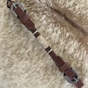 Rolled Center Top Grain Harness Leather Western Curb Strap for Horse Bridle Bit