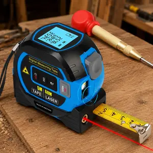 High-Precision Digital Laser Distance Meter Tape Measure,196ft LCD Backlight Auto-Measurement Lock,Multifunctional Portable Tool for Home Construction DIY,Auto Center Punch Fast Ranging 60m Unit Switch Inch Fraction Meter