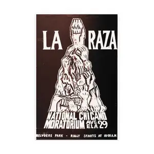 Viva La Raza Vintage Chicano Moratorium Protest Poster Print Social Justice Activist Protest Wall Art Home Decor Indoor/Outdoor Water Resistant Posters Artistic Room Decoration