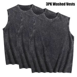 3Pack Acid Wash Tank Top Mens Loose Fit Casual Flowy Tank Tops Crew Neck Trendy Sleeveless Tops Clothes Spring Outfits 2026